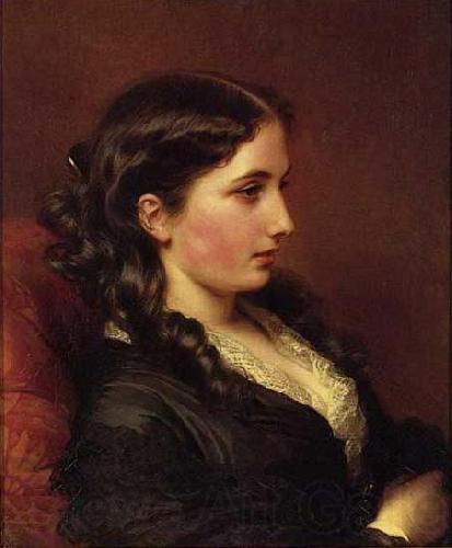 Franz Xaver Winterhalter Study of a Girl in Profile Norge oil painting art